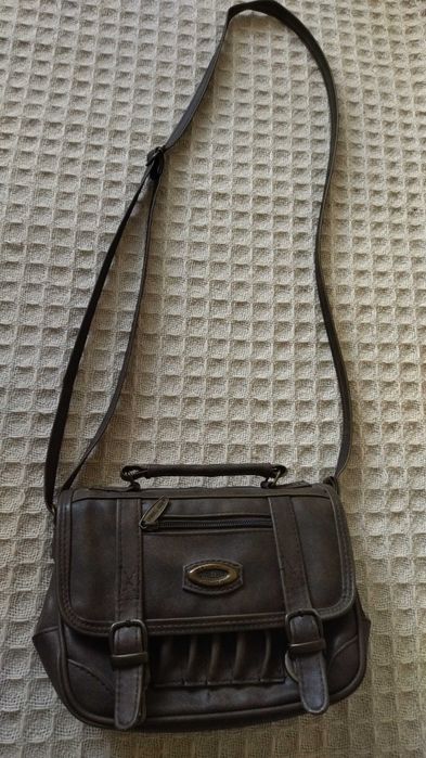 Чанта Daniel Ray от естествена кожа, сиво-кафяв цвят