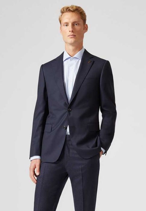 Sacou blazer slim de lux 52 XL Pal Zileri lana super 130's navy