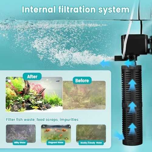 Нов Вътрешен филтър за аквариум 4 в 1 аерация вълни циркулация 15W