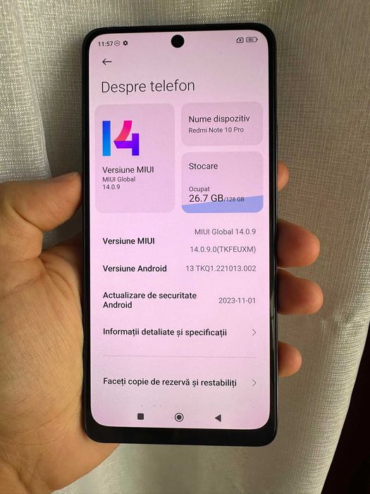 Xiaomi Redmi Note 10 Pro 128 GB 8 GB RAM Negru Bateria tine bine