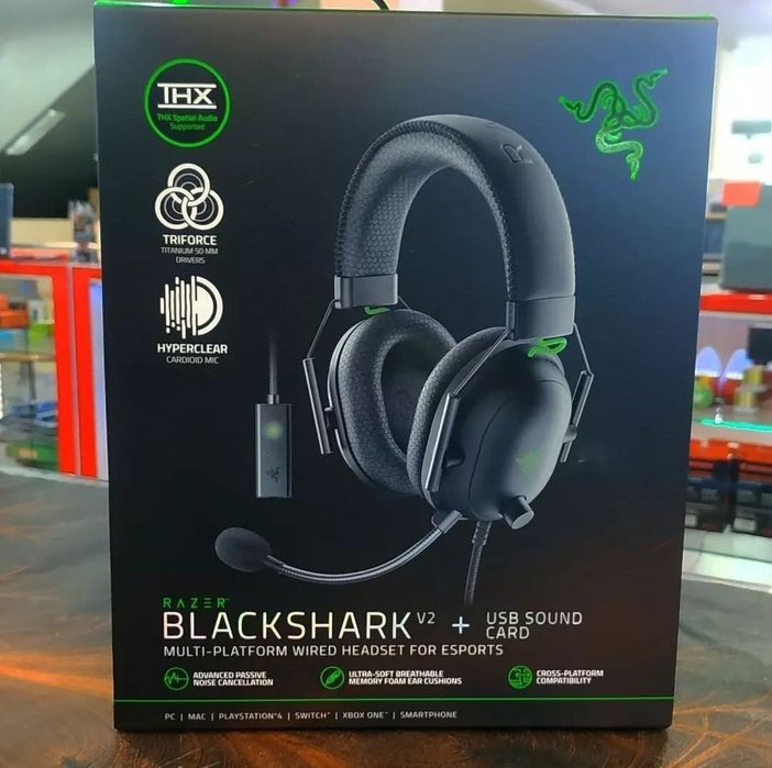 (2в1) Razer Blackshark V2 THX+Sound Card  Проводные Наушники/Гарнитура