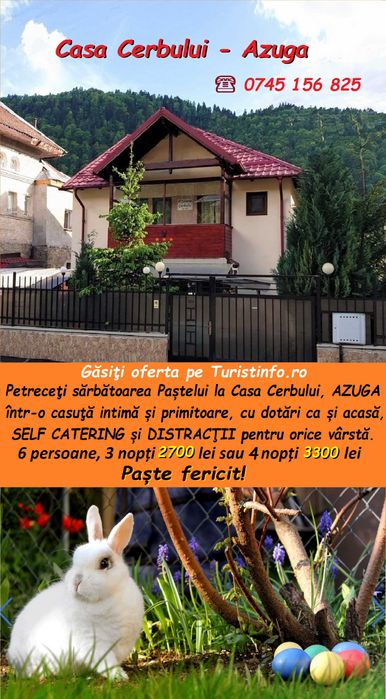 Casa Cerbului Azuga***  liberă de PAȘTE, 6 persoane, apartament vilă