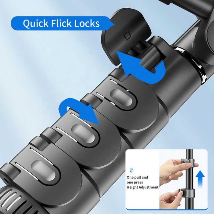 Селфи стик – Трипод HSU C06 – 1.83м | 360° ротация на главата