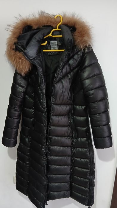 Haina lunga dama model Moncler Long Jacket blana vulpe mar Lsau42 noua