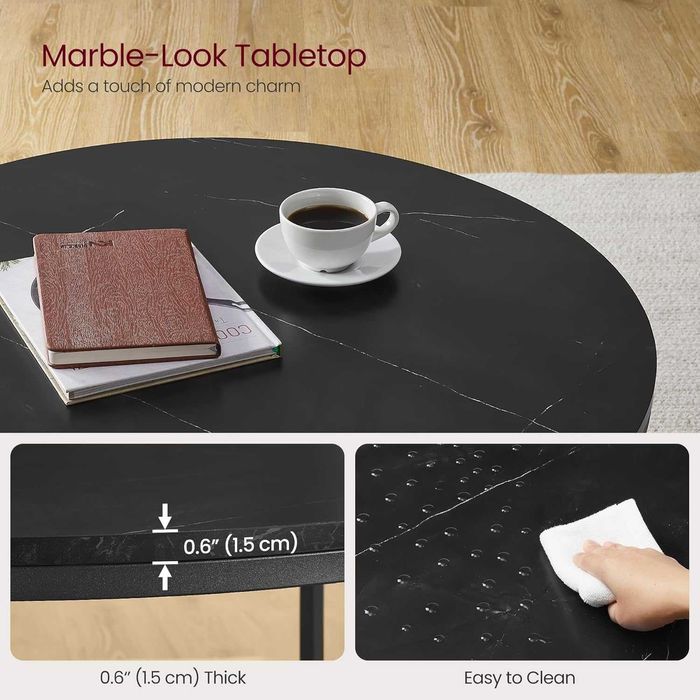 Различни модели маси за кафе, овални, в черно и бяло