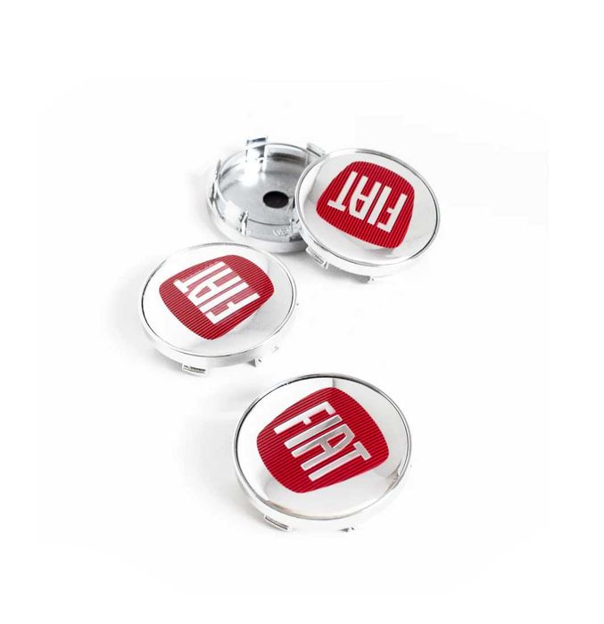 Комплект 4 броя 60мм централни капачки за джанти FIAT червено хром