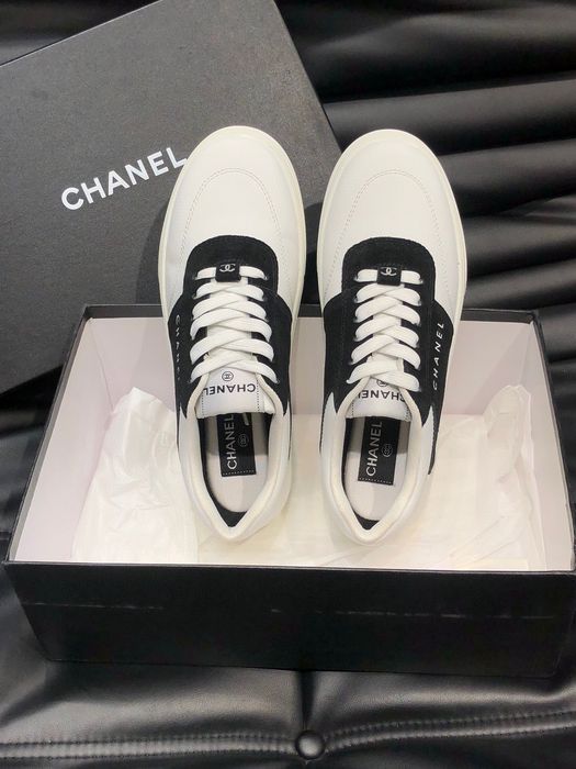 Adidasi Chanel CC Logo Low-Top Sneakers White/Black