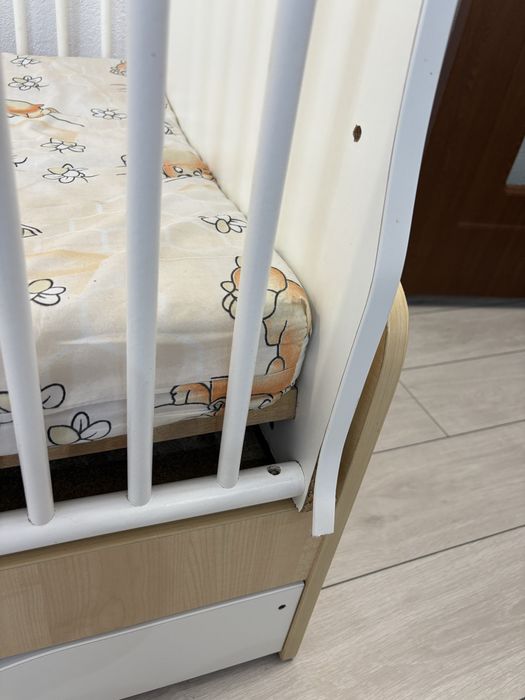 Patut transformabil mykids teddy natur -alb cu leganare