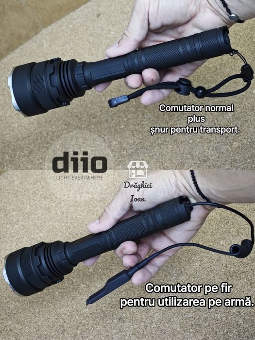 Lanterna M60 led LASER -Kit vanatoare lanterna pt arma < 600m+3 filtre