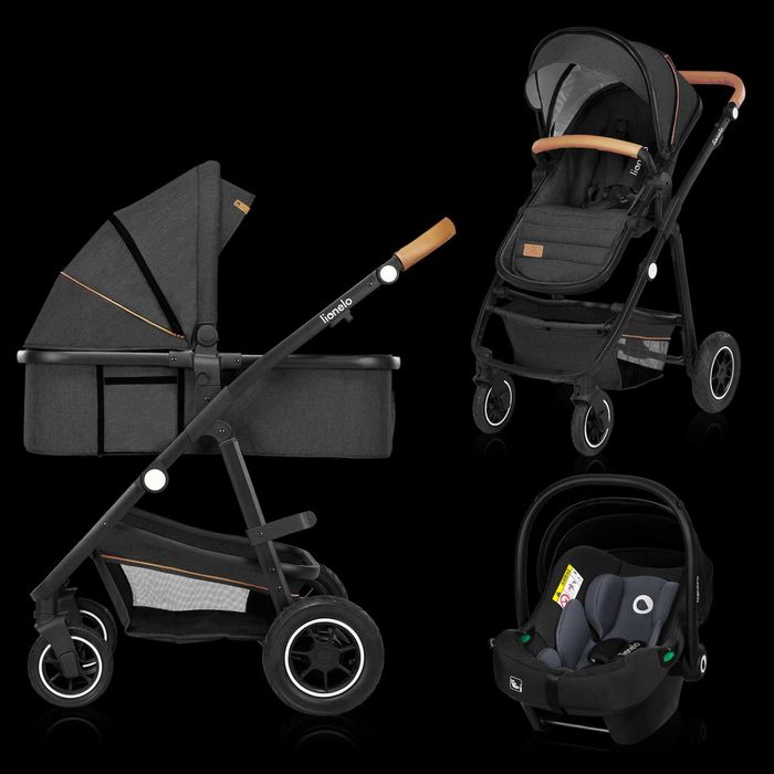 Детска количка 3 в 1 Lionelo Amber, Graphite grey
