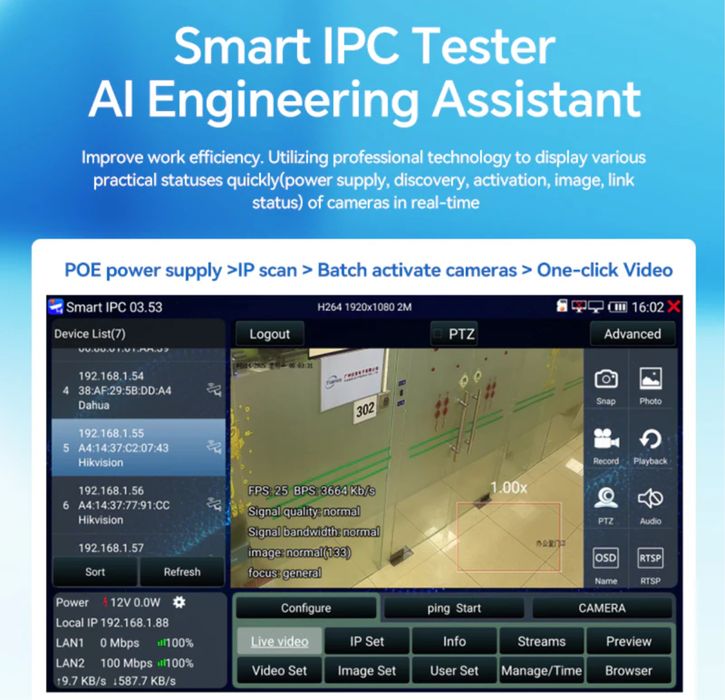 Iptester NOYAFA NF-IPC728HSO Portable IP Camera Tester