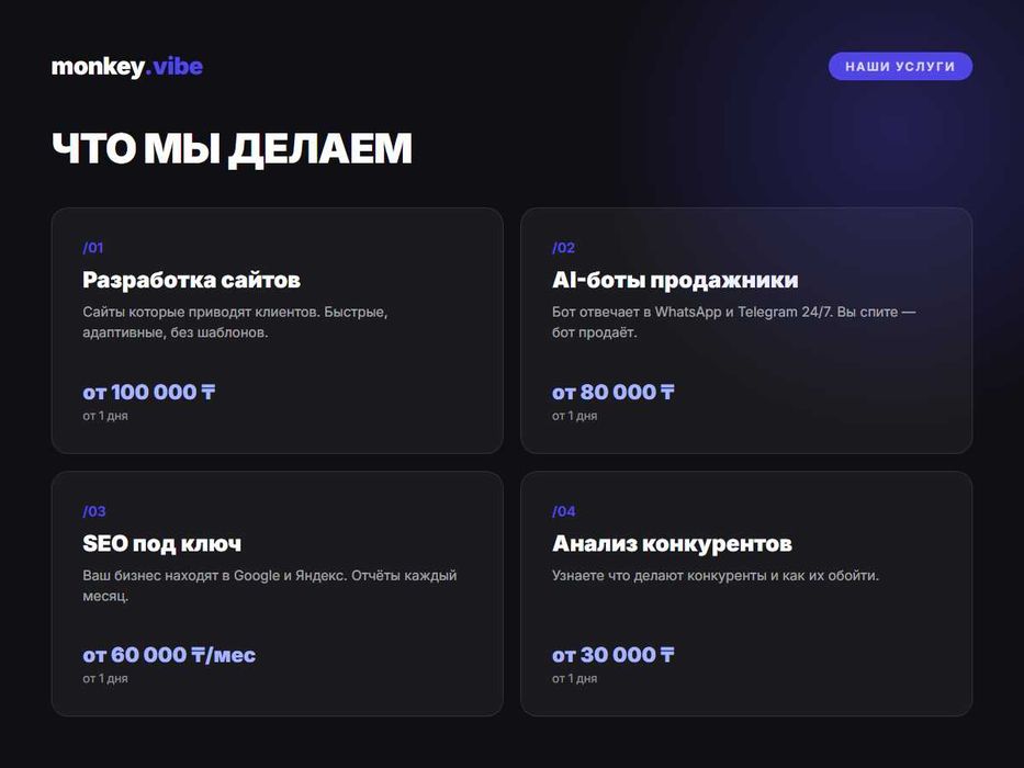 Разработка сайтов, AI-боты, SEO