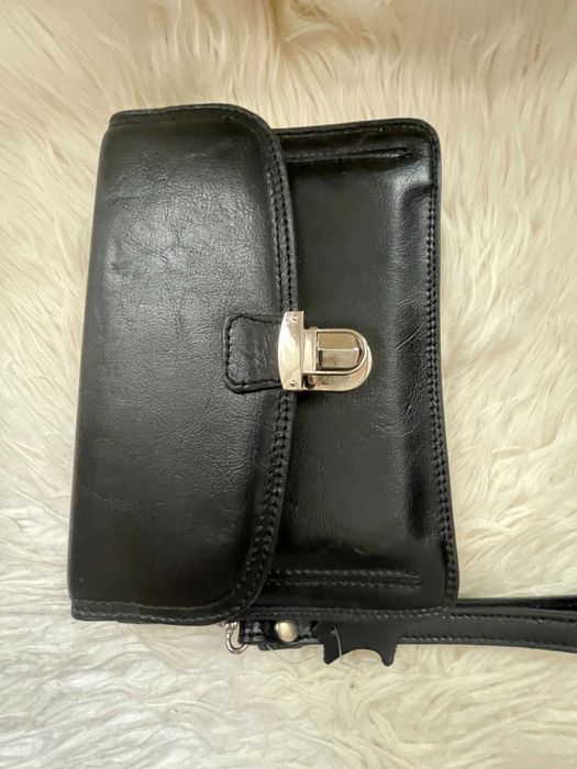 Borseta de mana Office Piele Neagra Veritabila ( Noua ) 20 cm x 16 cm