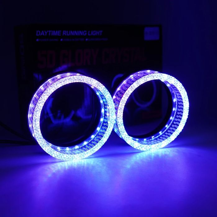 Set Inele Angel Eyes Cristal RGB Dynamic - Control Aplicatie 3 inch / 2.5 inch