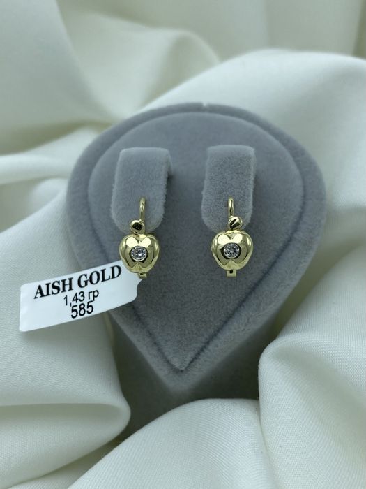 Детские серьги 585 золото, қизлар учун зираклар 585 тилла