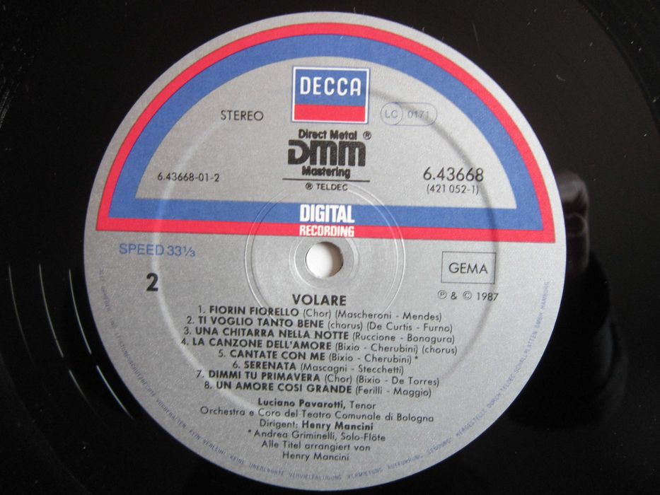 vinil rar Luciano Pavarotti -Volare, dir.Mancini 1987 Germany impecabi
