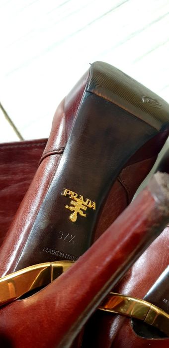 Prada Leather Boots Size 37/1/2 /24см. ОРИГИНАЛ! Дамски Кожени Ботуши!