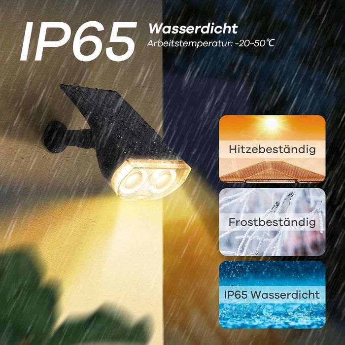 Lumini solare pt grădină exterioară, 800 lm, spot solar alb cald 3000K