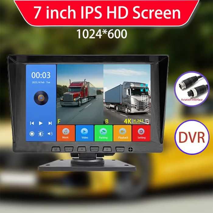 Kit monitor + 2 camere 720P HD / pentru MAȘINĂ, VAN, CAMION