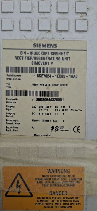 SIEMENS Simovert P - Rectifier/Regenerating Unit