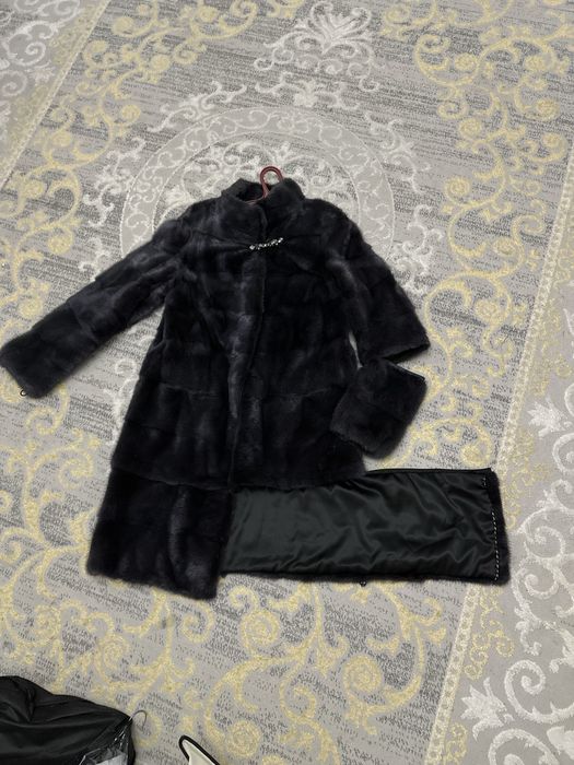 Норковая шуба темно-синяя