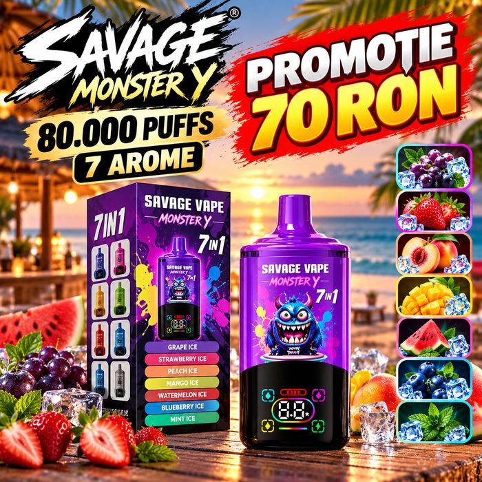Vape 80.000 Puffs 7 Arome Reincarcabil Savage