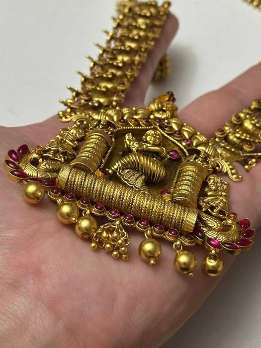 COLIER ARGINT 925 aurit + 76 Rubine - Traditional Indian - KAASUMALA !