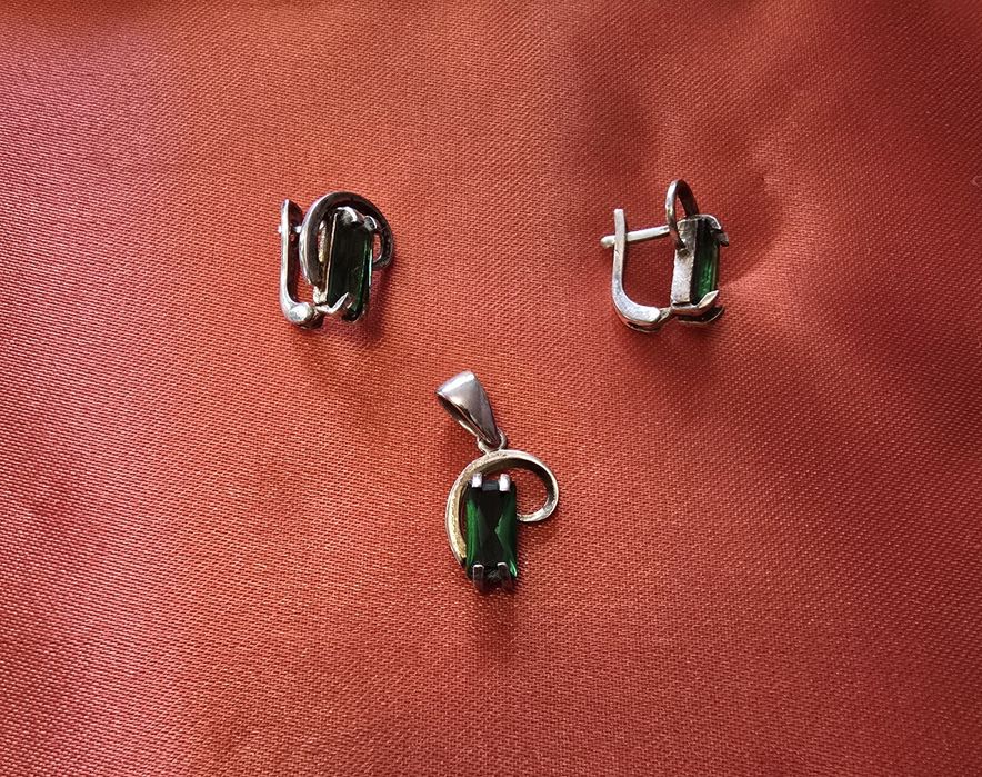 Set cercei cu pandantiv, argint 925