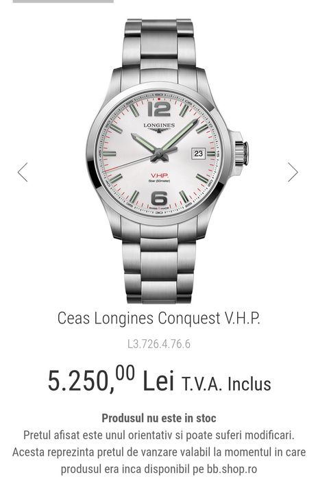 Ceas barbatesc Longines Conquest V.H.P. | L3.726.4.76.6