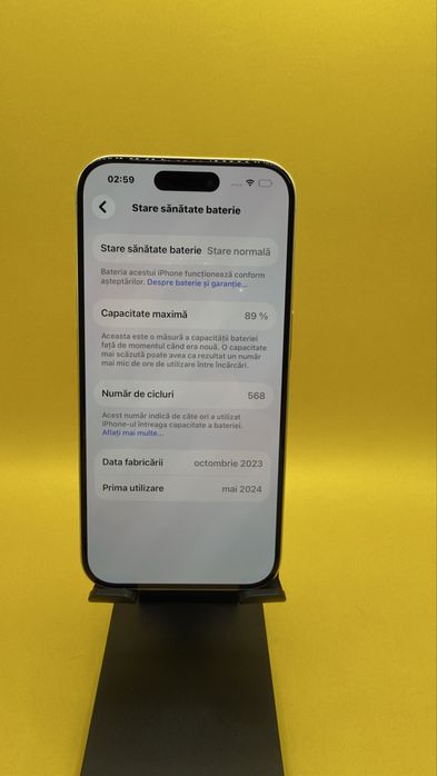 iPhone 15 Pro  256 GB White Titanium Sănătate Baterie 89%