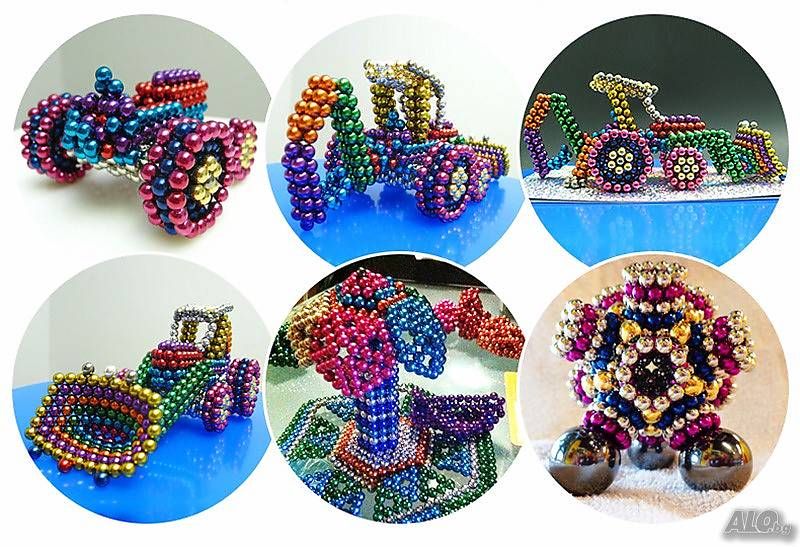 216 Магнитни Топчета (сфери) цветни 5 мм, в метална кутия