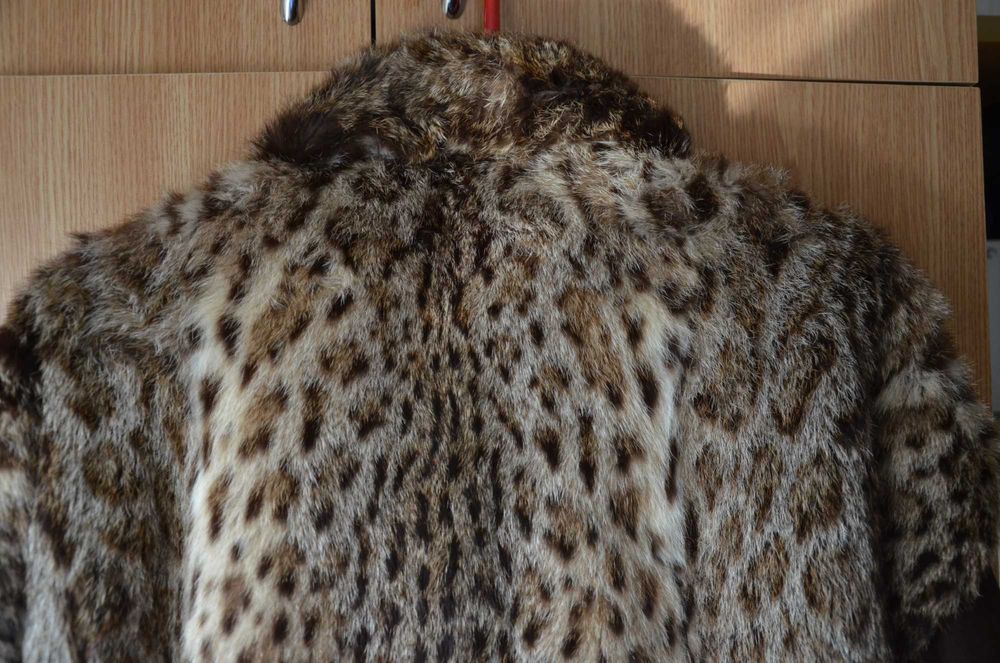 Haina de blană naturală din ras/ lynx/ linx / pisica salbatica
