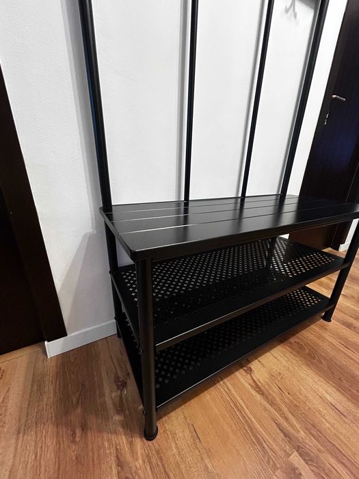 Cuier+bancă pantofi, negru, Ikea