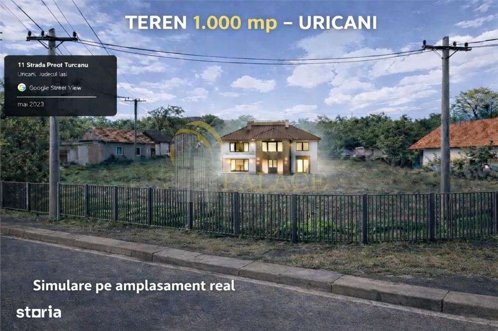 Teren intravilan 1000 mp | Deschidere 26 ml | Uricani – Miroslava