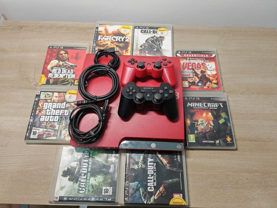 Vând consolă Sony PlayStation 3 – ediție specială Red Scarlet (roșu), model rar, cu stocare de 320