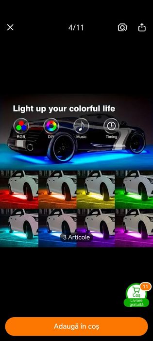 Luminile șasiului GM cu culori RGB, controlul muzicii și controlul wir