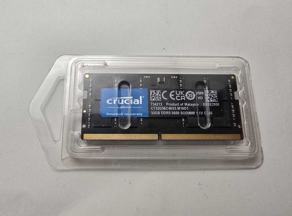 Памет 32GB DDR5 5600MT/s, SO-DIMM, Crucial CT32G56C46S5