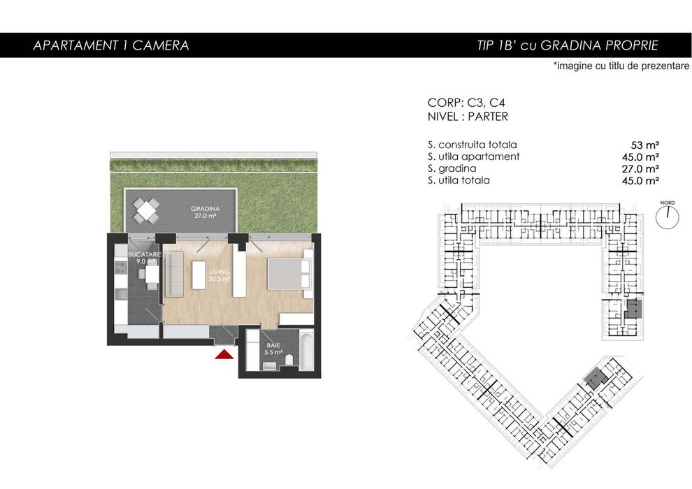 Studio 45mp SU + Gradina 27mp – Gata de mutare – Zona Mall Colosseum