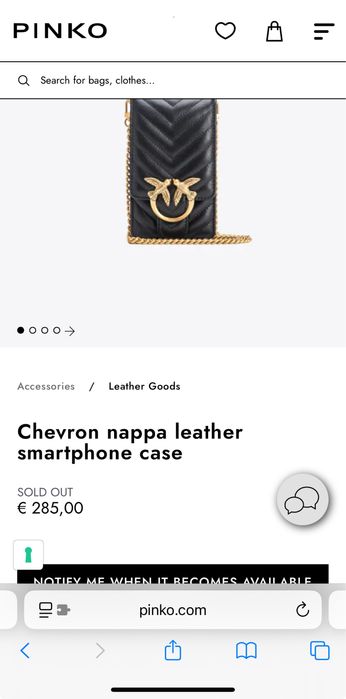 Чисто нова оригинална чанта Pinko love one chevron nappa leather case
