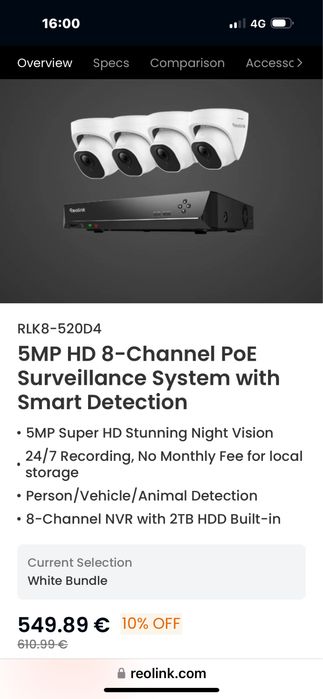 reolink RLK8-520D4 -5MP sigilat