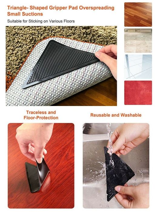 Антиплъзгащи силиконови подложки за килими Ruggies / Комплект от 4 бро