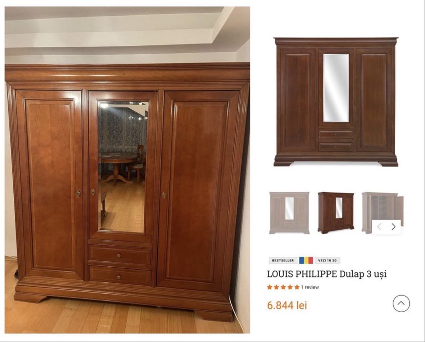 Dulap Louis Philippe Mobexpert lemn cires