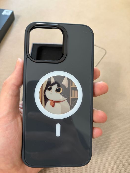 Husă Smart cu Display E-Ink Zeno Creative Case pentru iPhone 16 Pro Max - Negru