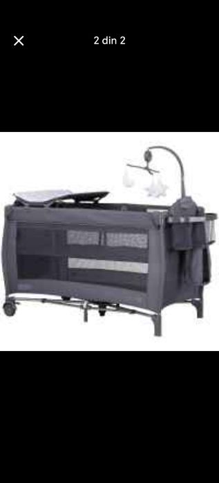 Patut pliabil Chipolino Bella Anthracite cu doua nivele