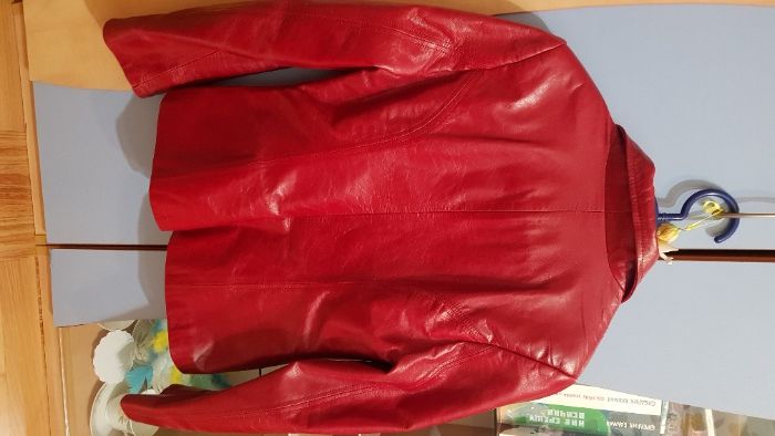 Яке, естествена кожа, червено, размер XS