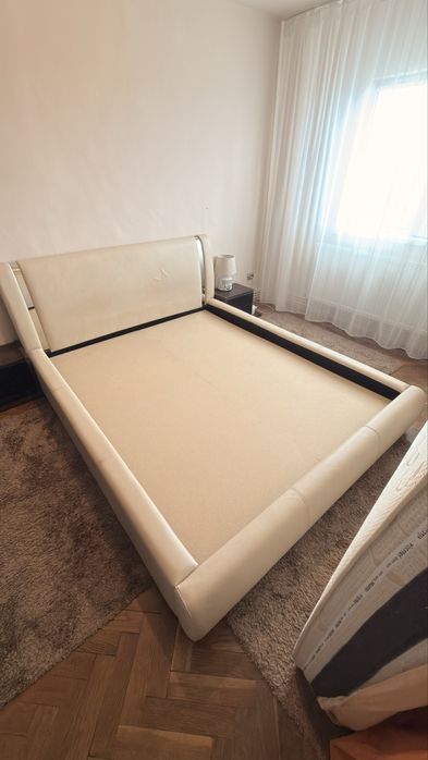Pat crem 160x200 – aspect premium, foarte solid si stabil