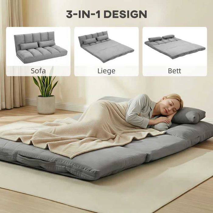 HOMCOM Сгъваем разтегателен диван с 3-позиционна регулируема облегалка