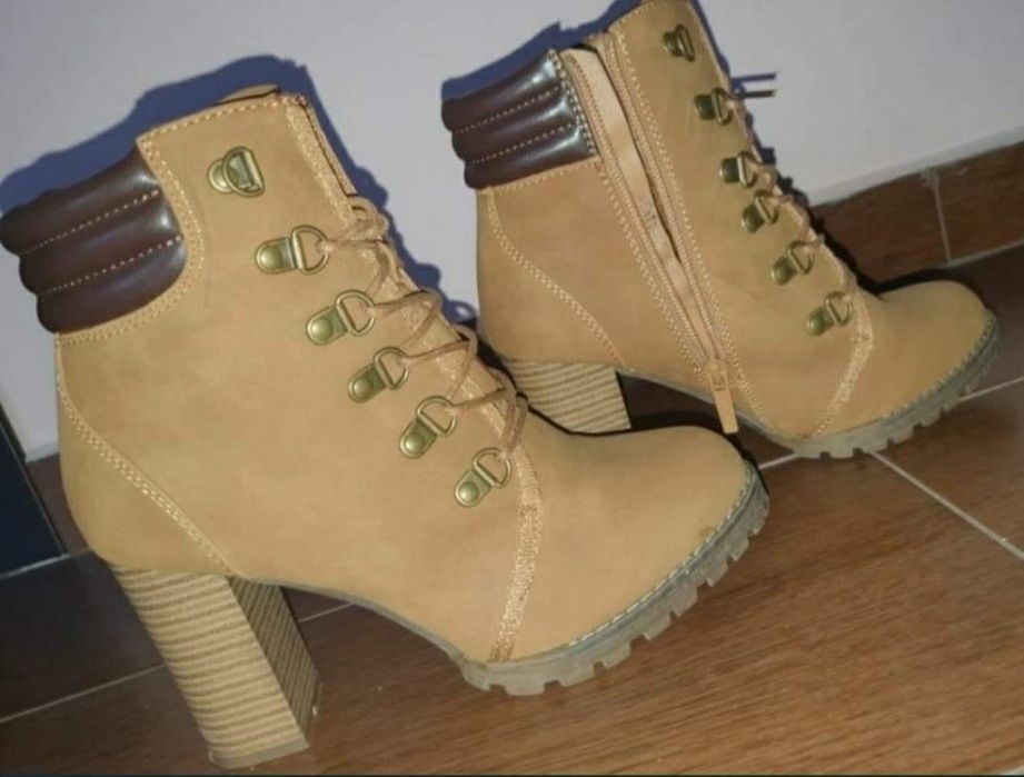 Botine ghete bej cu toc dama 37