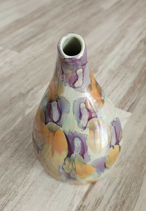 Vază decorativă din ceramică – model abstract, irizat, multicolor