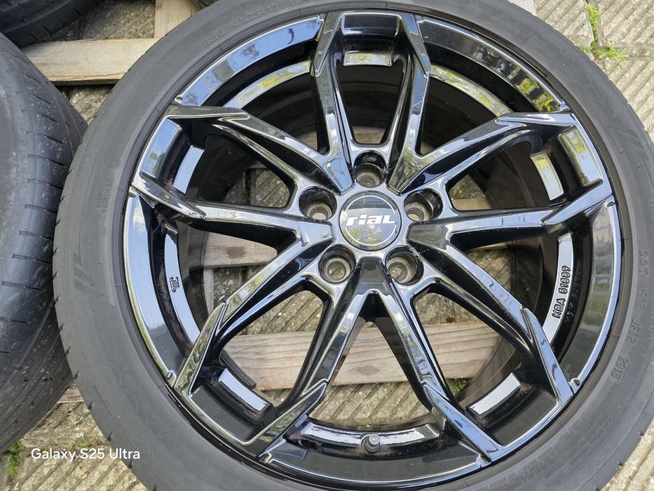 Лети джанти 17ки 5х108 Rial + летни гуми 225/45/17 Dunlop